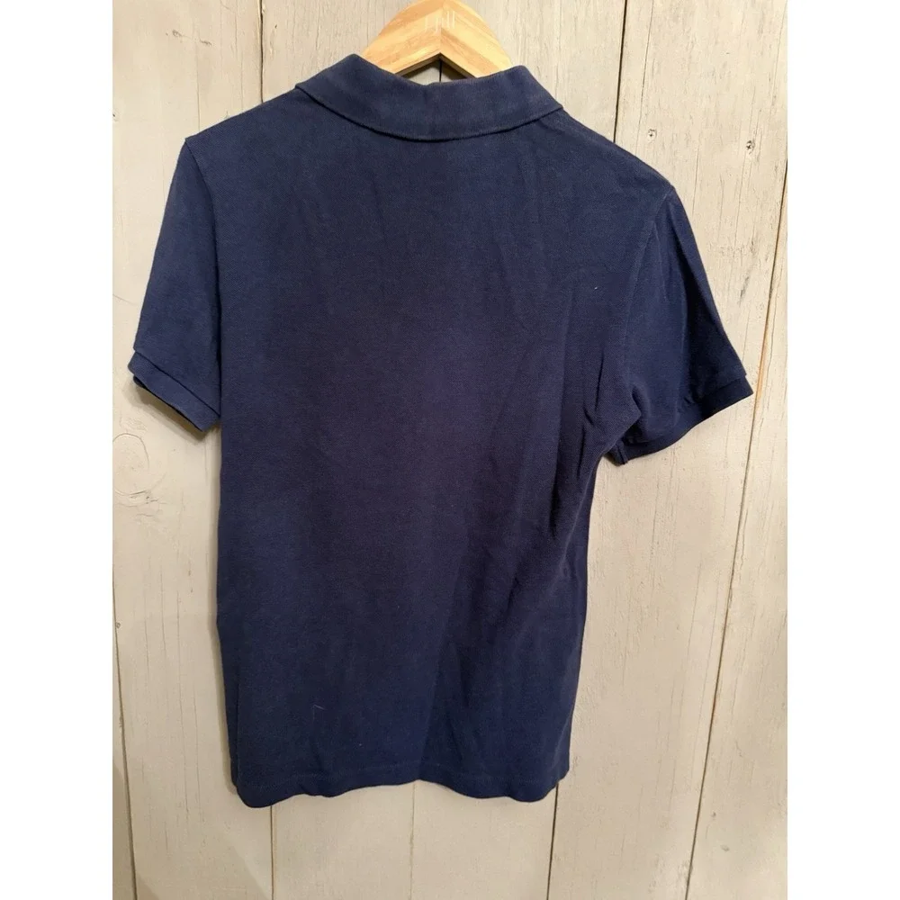 BURBERRY BRIT Short Sleeve COTTON Knit Polo Shirt Sz-S Men's Navy Blue‎ LOGO